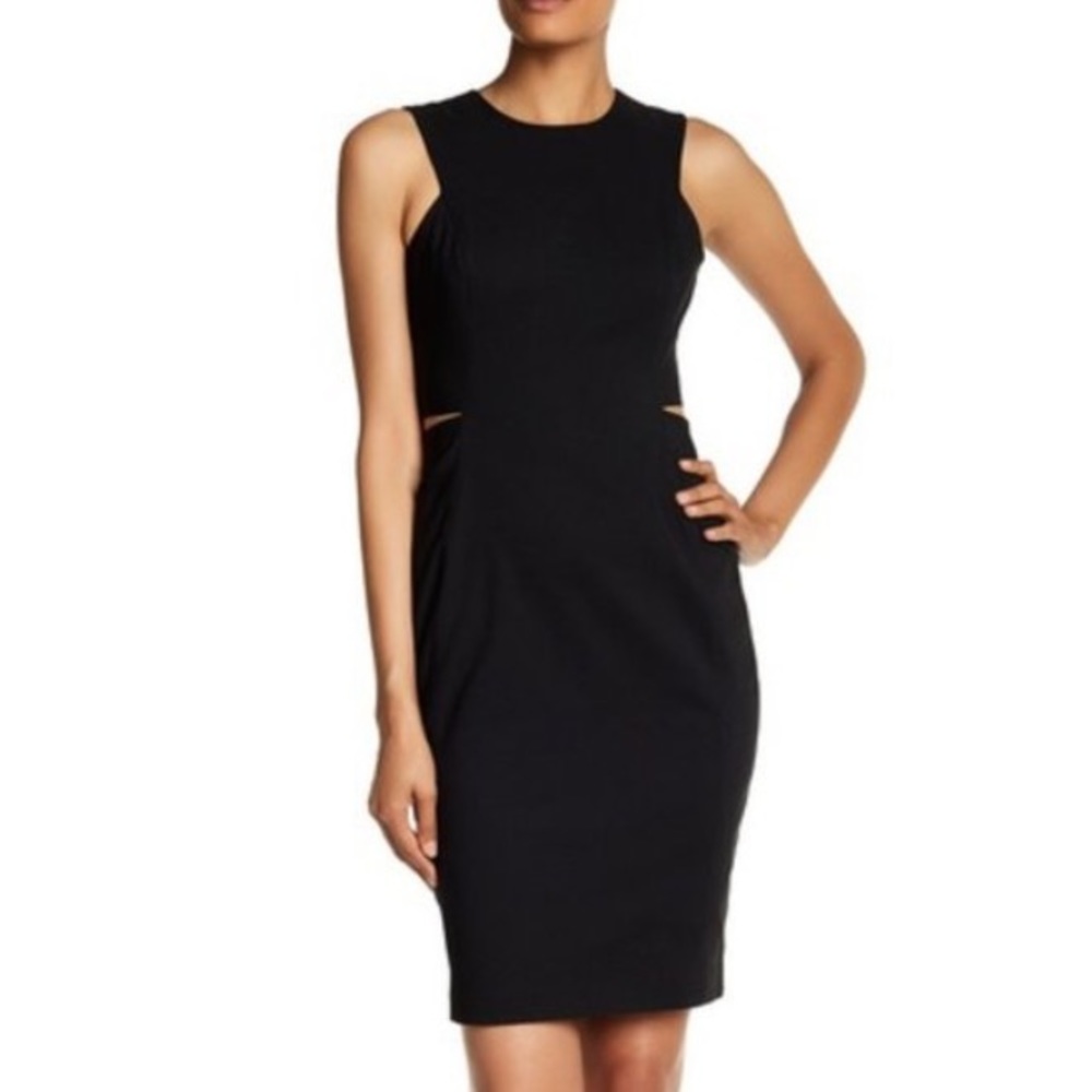 Calvin Klein Black Side Cut Out High Neck Sheath Dress - Size 6